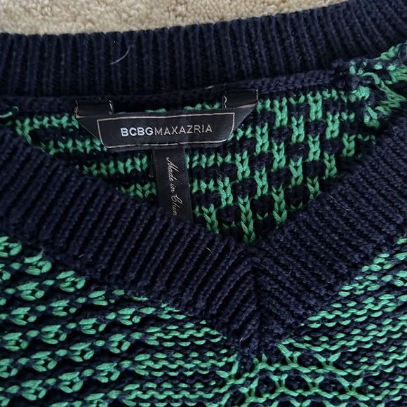 BCBGMaxazria green and navy woven sweater size XS - Picture 2 of 4